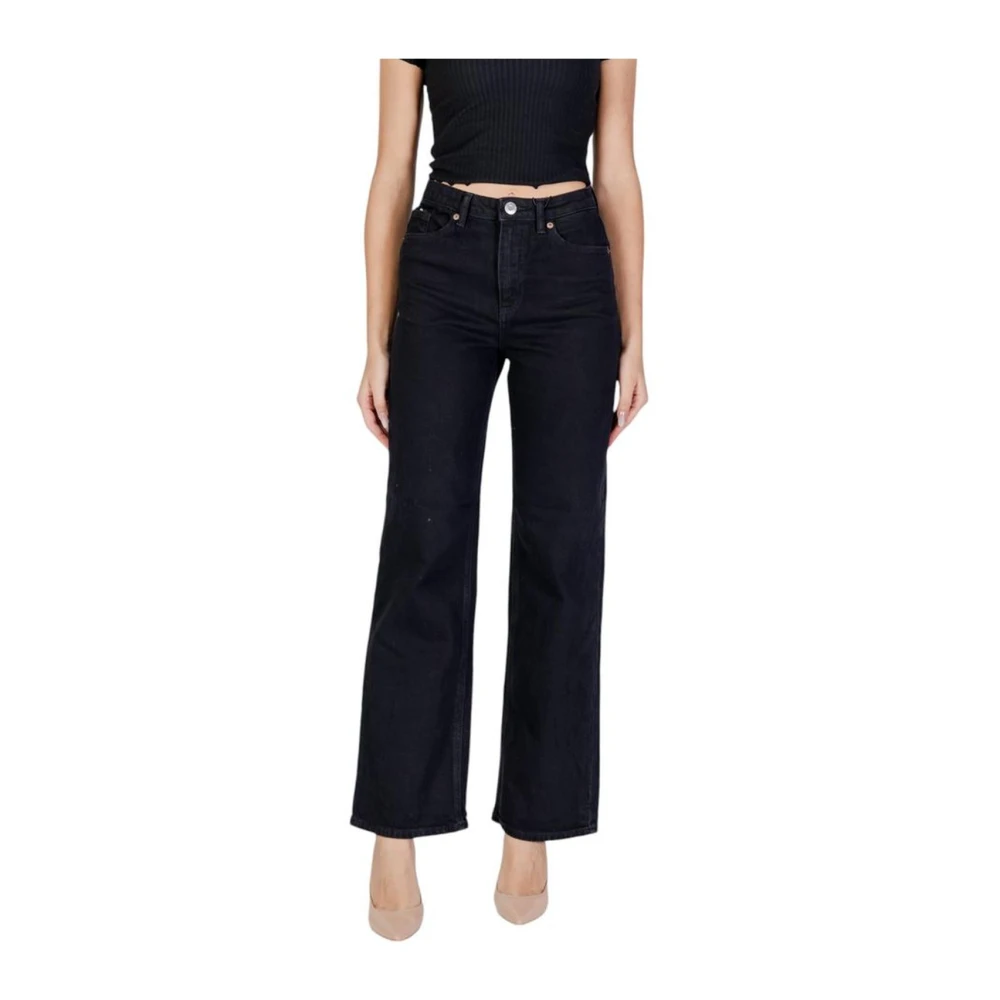 Vero Moda , Wide Jeans, Female, Black, W27 L32, Black Cotton Blend Stretch Jeans