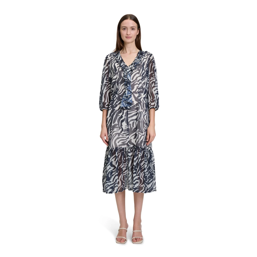 Betty & Co Wikkeljurk met V-hals Blue Dames