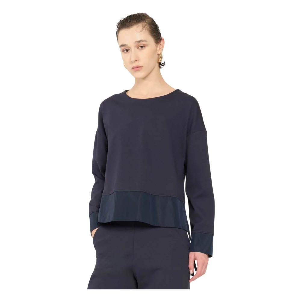Vicario Cinque Oversized T-shirt met taffeta vetersluiting Blue Dames