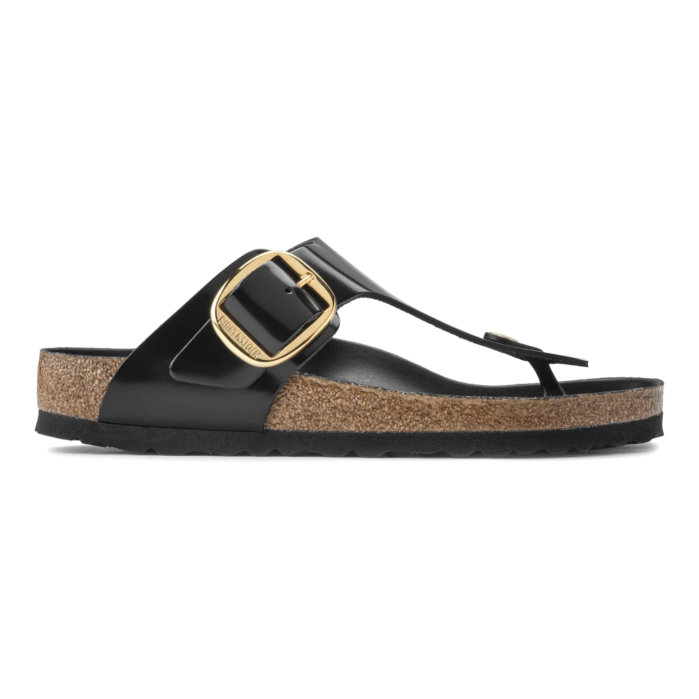 Birkenstock Gizeh Big Buckle Sandaler i Naturligt Lackläder Black, Dam