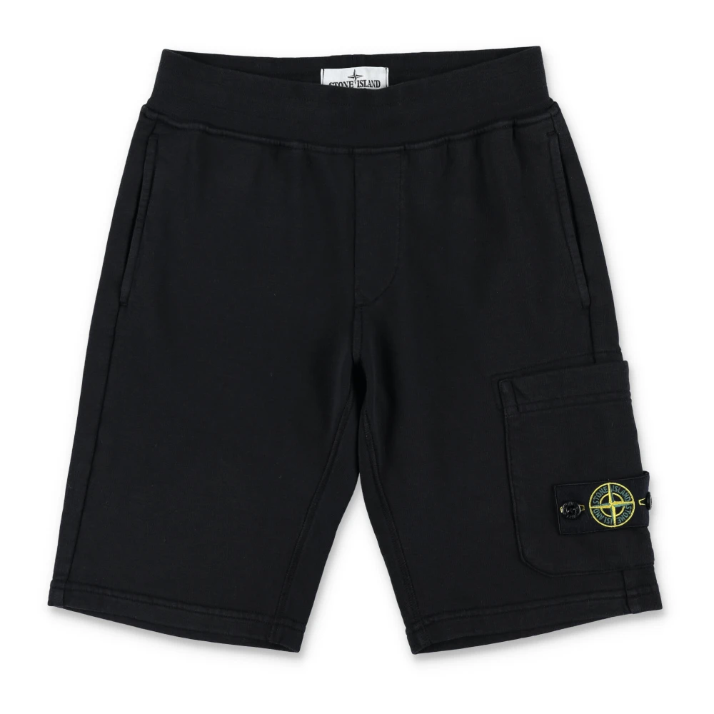 Stone Island Svarta Cargo Bermuda Shorts Black, Pojke