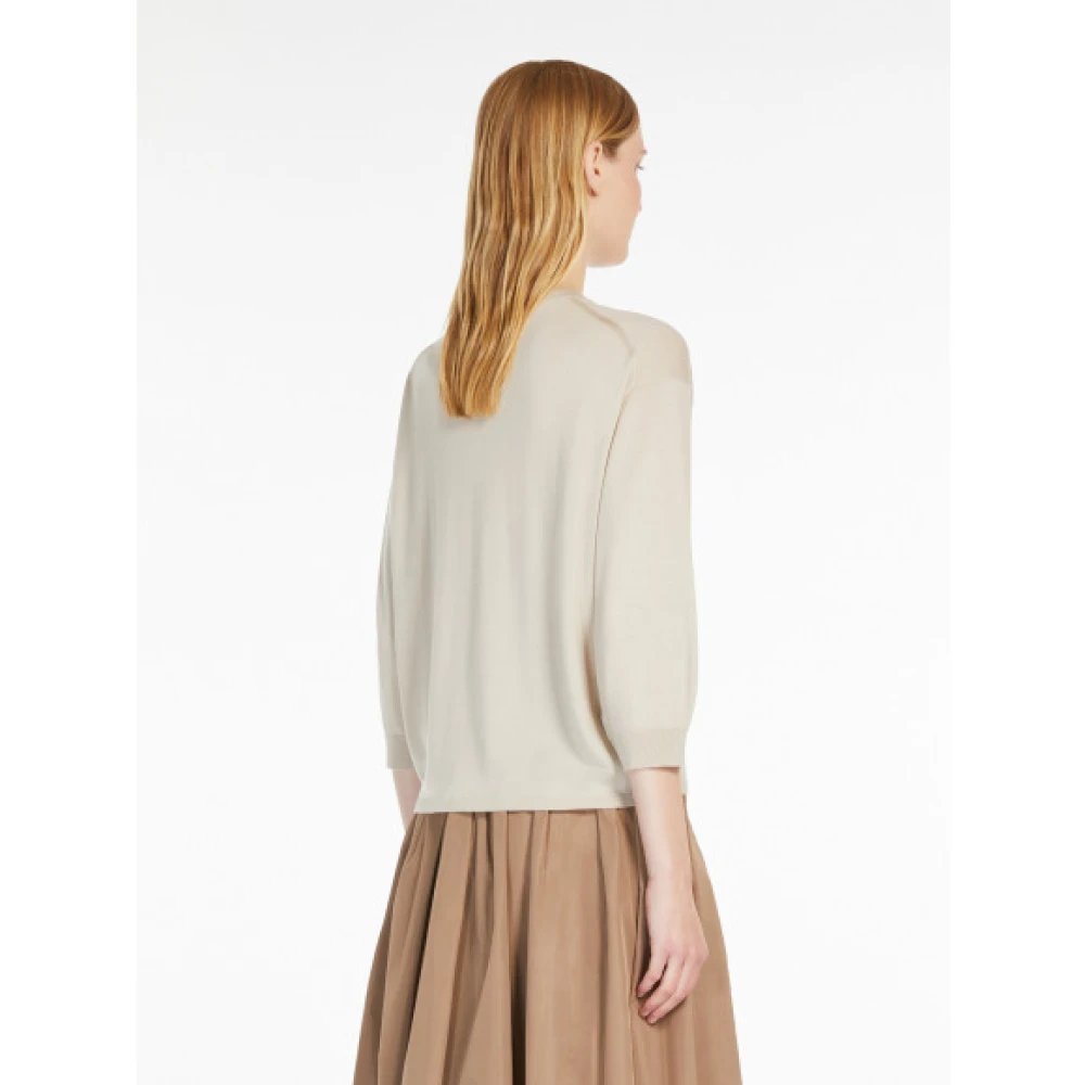 Max Mara Puur wol ronde hals trui Beige Dames