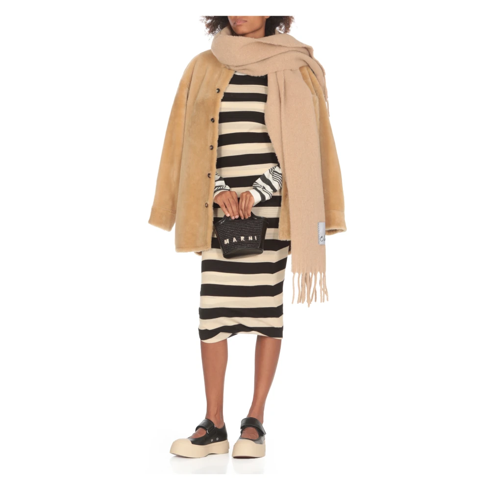 Marni Multicolor Katoenen Jurk Ronde Hals Lange Mouwen Multicolor Dames