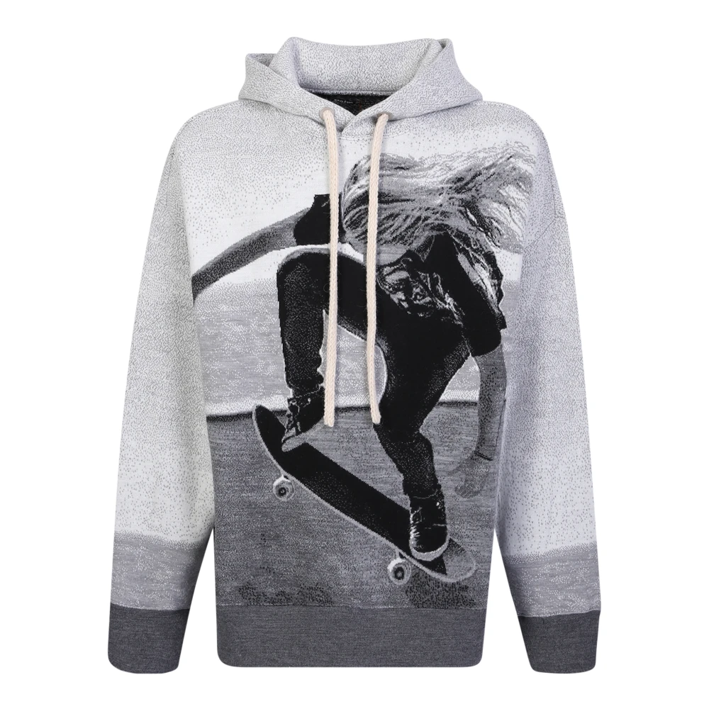 Palm Angels Hoodies, Male, S, Knitted Hoodie Gray