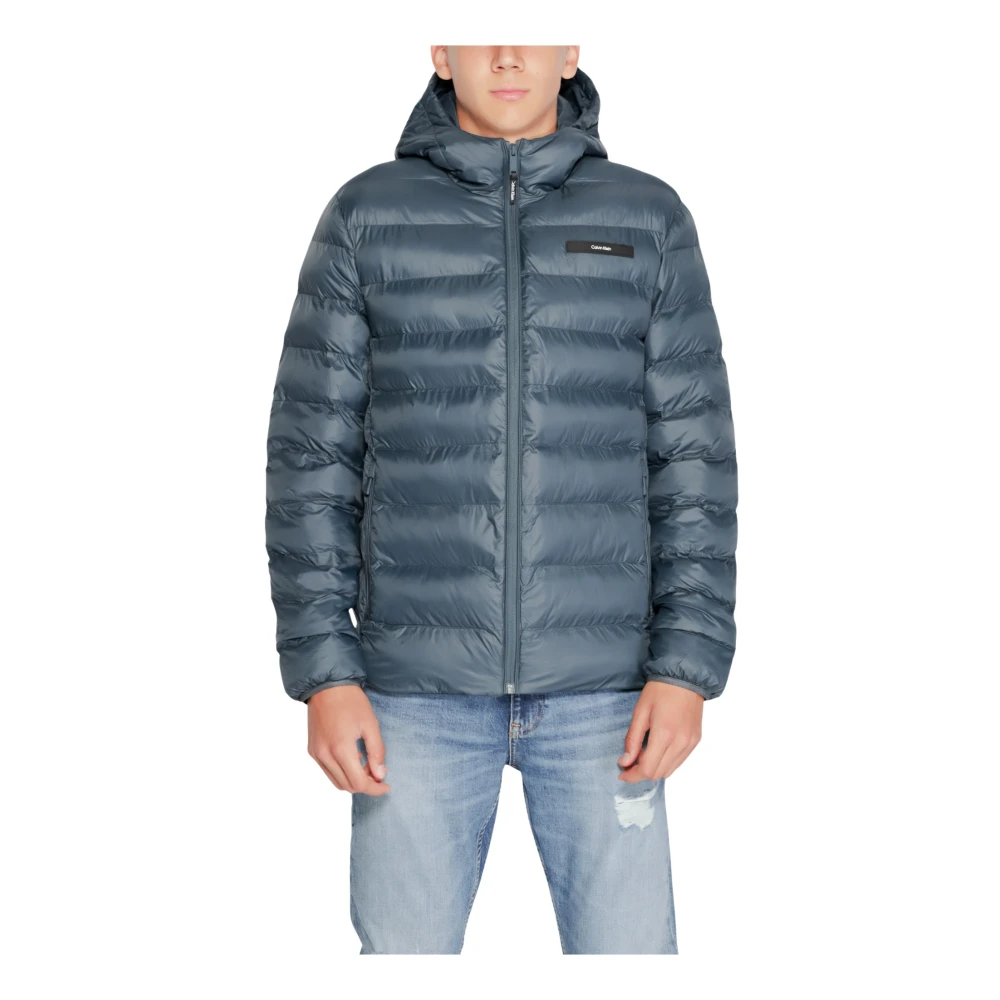 Calvin Klein Blauwe Capuchon Rits Jas Blue Heren