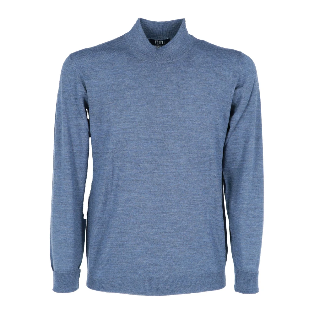 Fedeli Stijlvolle Highneck Sweater Blue Heren