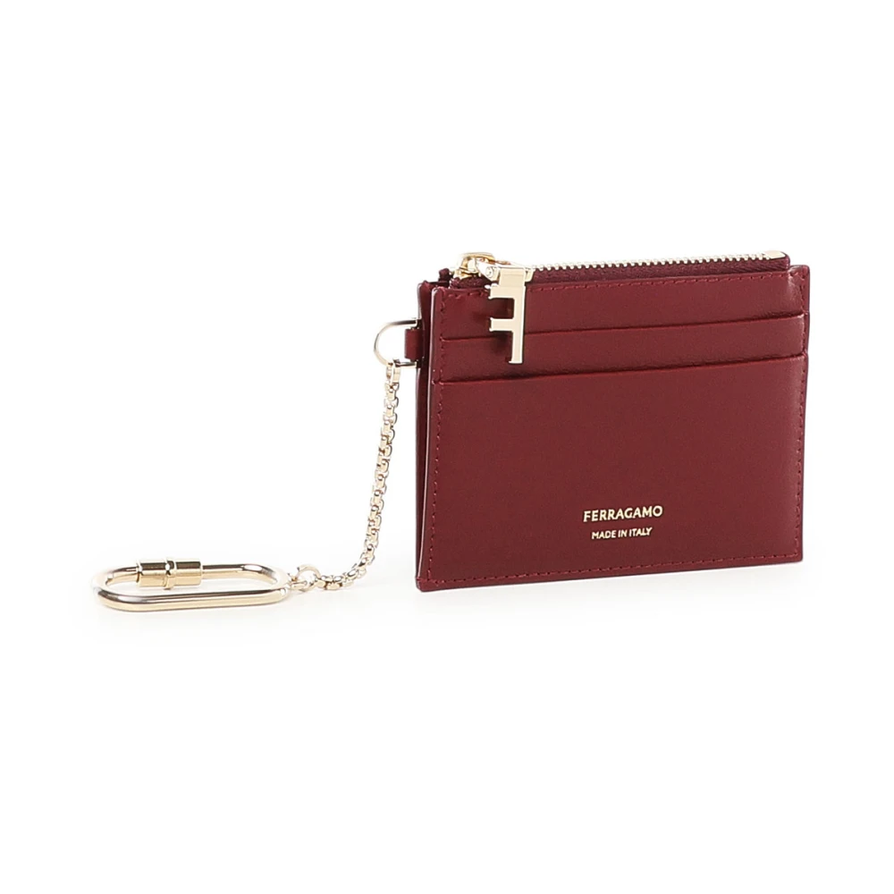 Salvatore Ferragamo Bordeaux Portemonnee met Ketting Red Dames