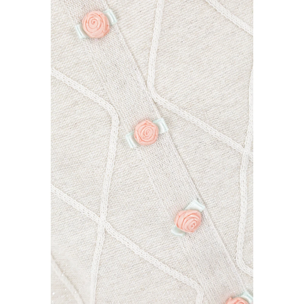 Cormio Zilveren Lurex Cardigan met Ruitpatroon Beige Dames