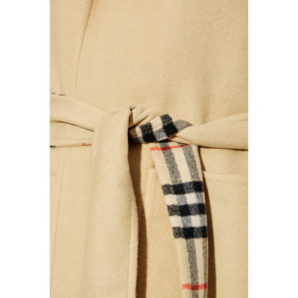 Burberry Wollen jas met riem Beige Dames