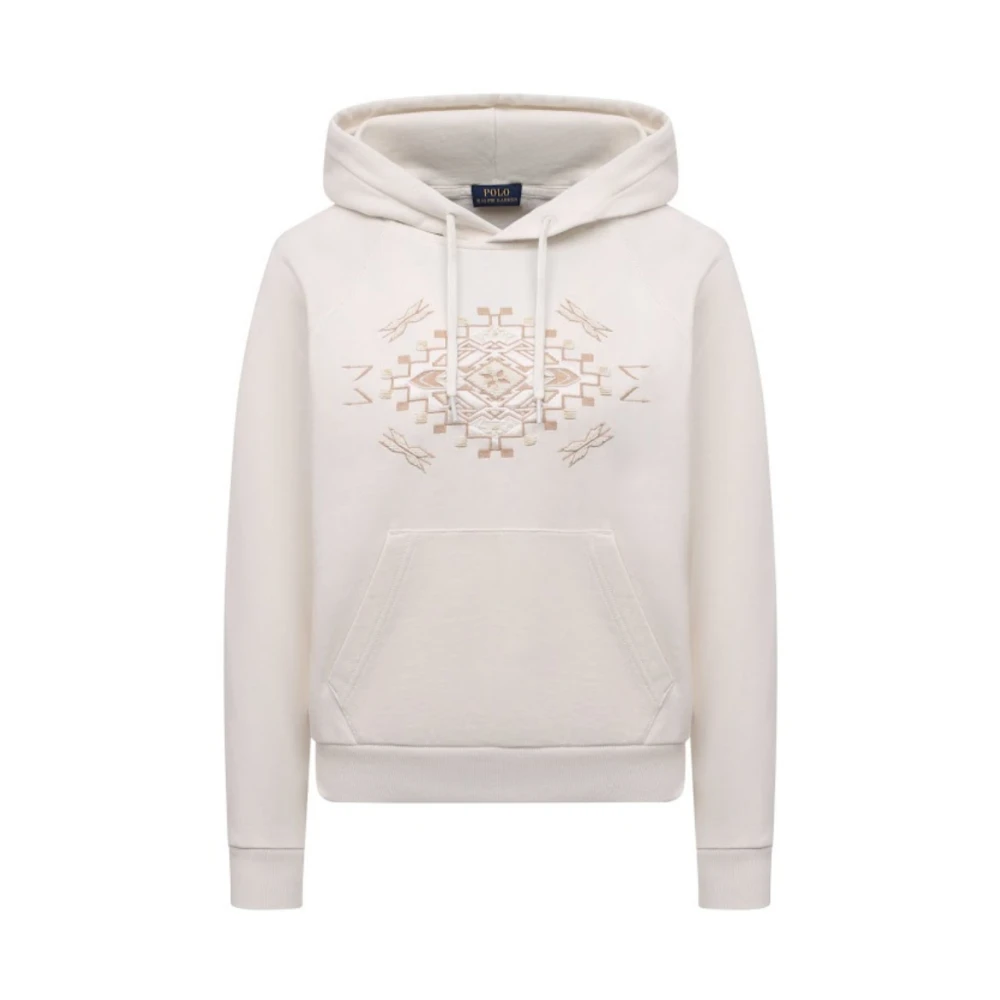 Ecru Brodert Hettegenser Sweatshirt