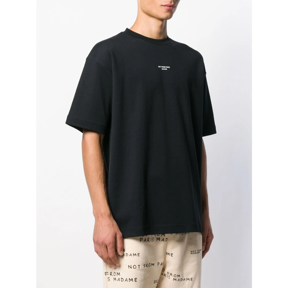 Drole de Monsieur Zwart T-Shirt Klassieke Stijl Black Heren