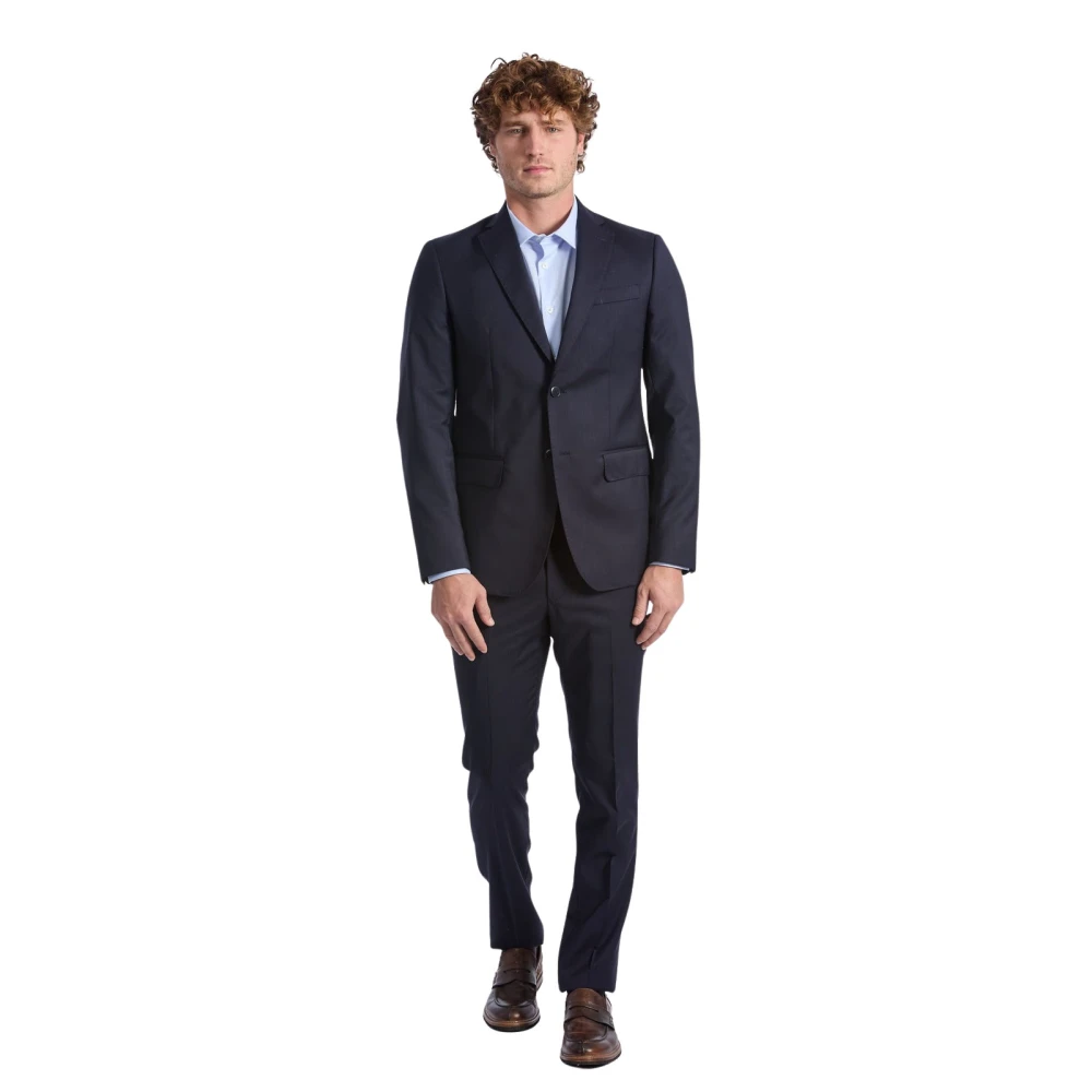 Baldinini Blauw Wollen Pak Klassiek 2-Delig Blue Heren