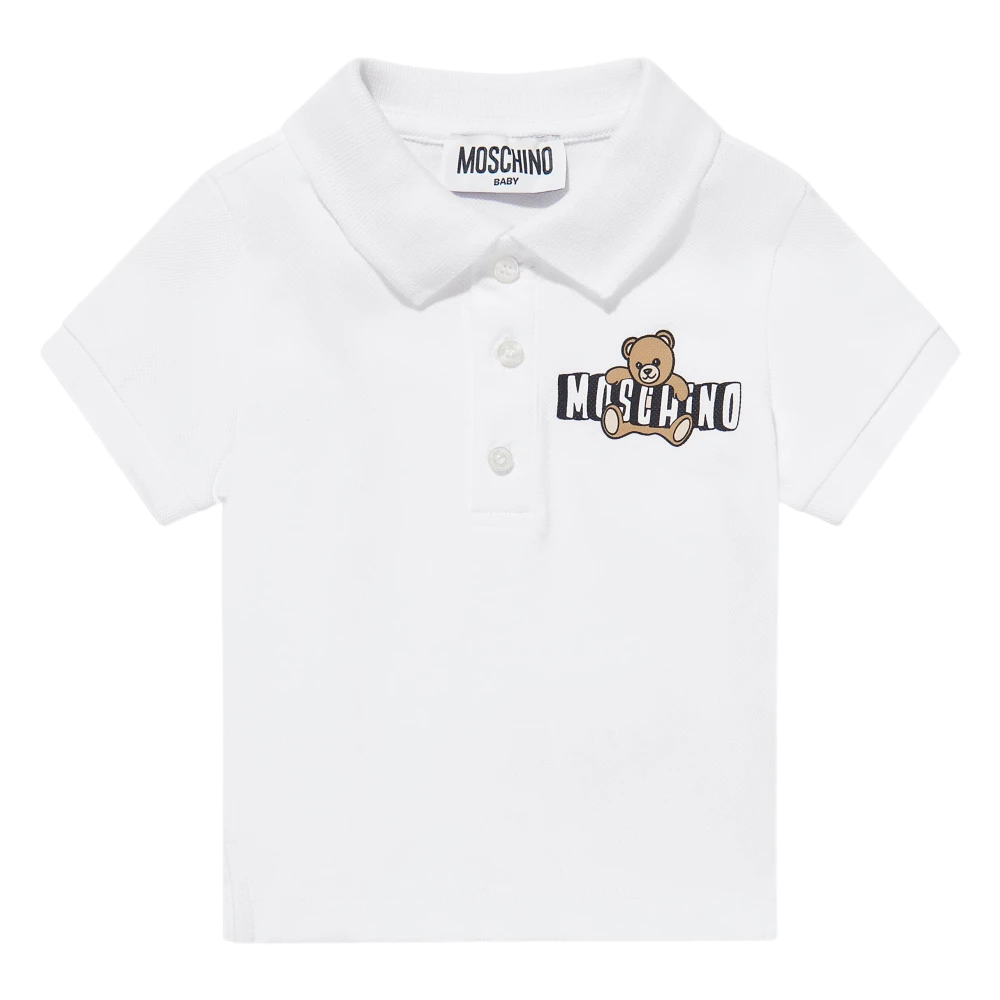 Moschino Men's White Teddy Bear Logo Polo Shirt