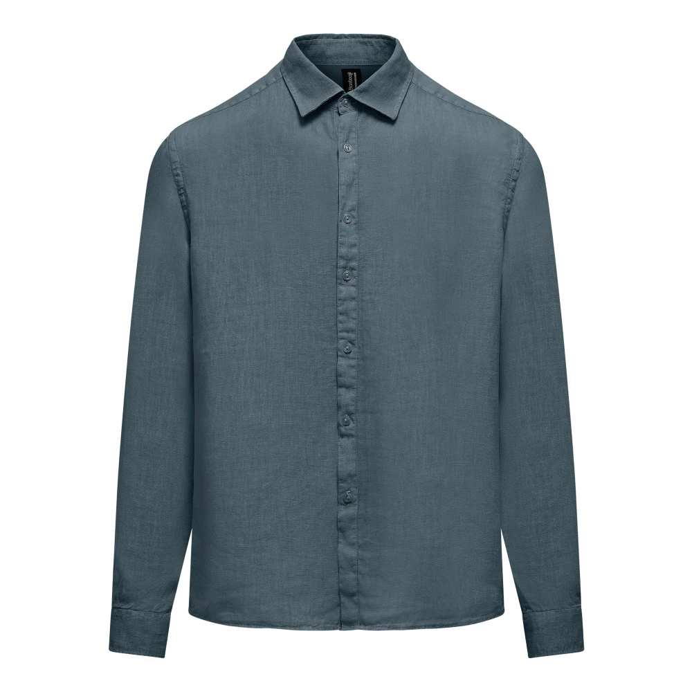 Bomboogie Uomo Blu - Camicia A Maniche Lunghe In Lino - Shirts - L
