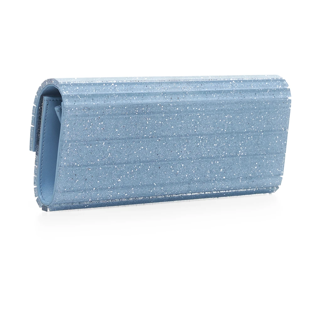 Jimmy Choo Glitter Acryl Clutch Tas Lichtblauw Blue Dames