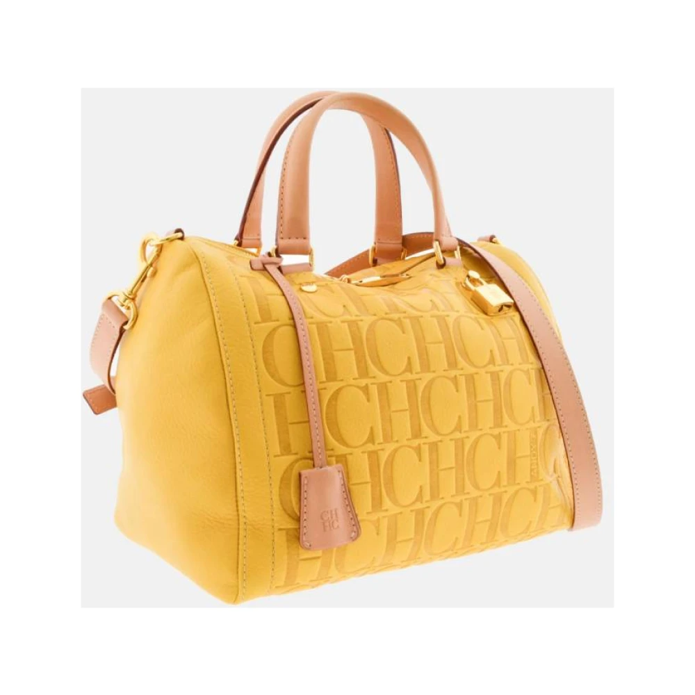 Carolina Herrera Vergrendelde Amarillo Getatoeëerde Schoudertas Yellow Dames