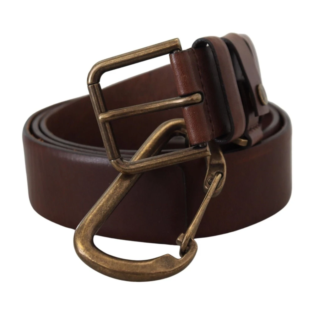 Dolce & Gabbana Men's Brown Luxury Leather Belt With Metal Buckle Closure