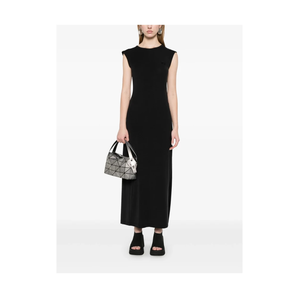 Y-3 Zwarte Jurk met Logo Print en Cape-inzet Black Dames