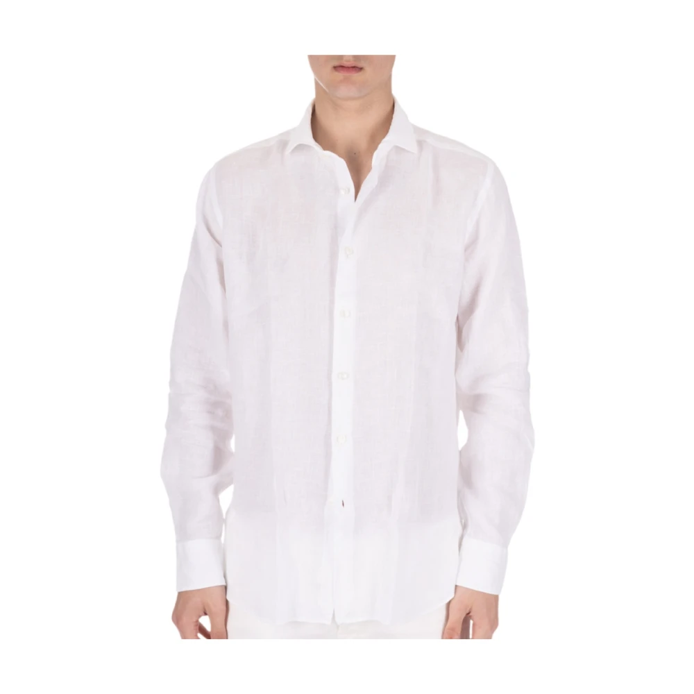 Xacus Witte Linnen Franse Kraag Overhemd White Heren