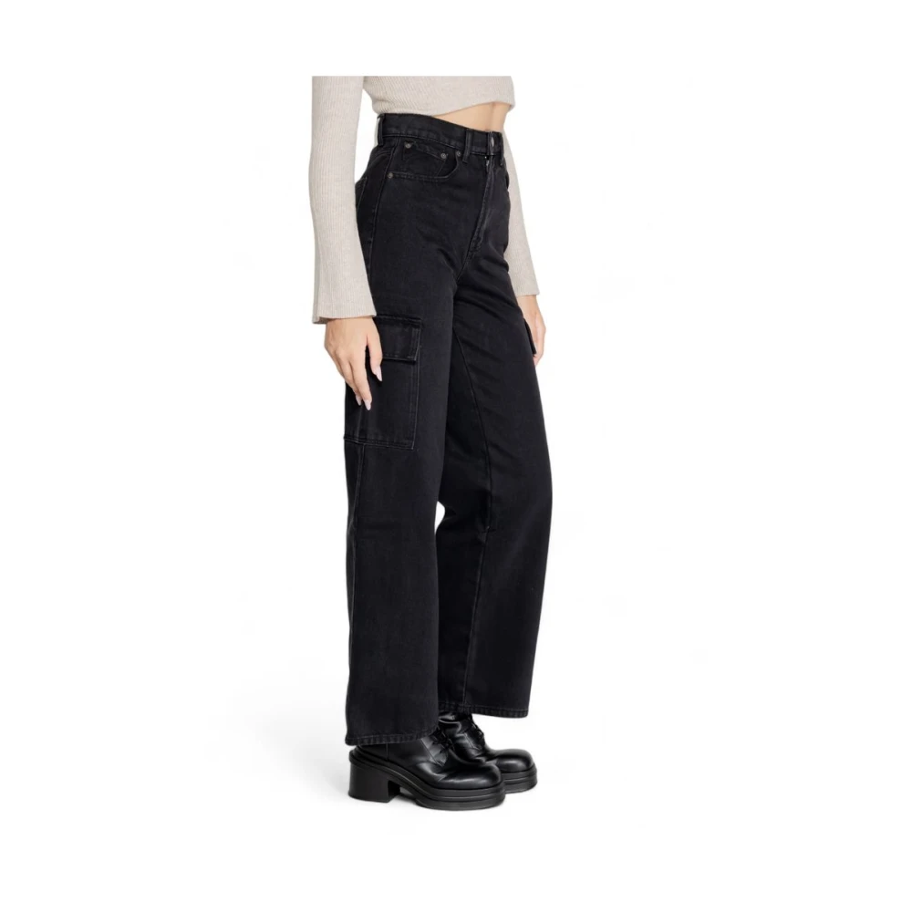 Only Zwarte Katoenen Jeans & Broeken Collectie Black Dames