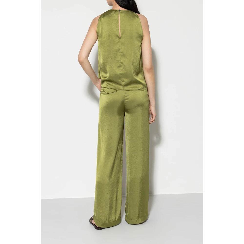LUISA CERANO Wideleg Broek met Plooien Green Dames