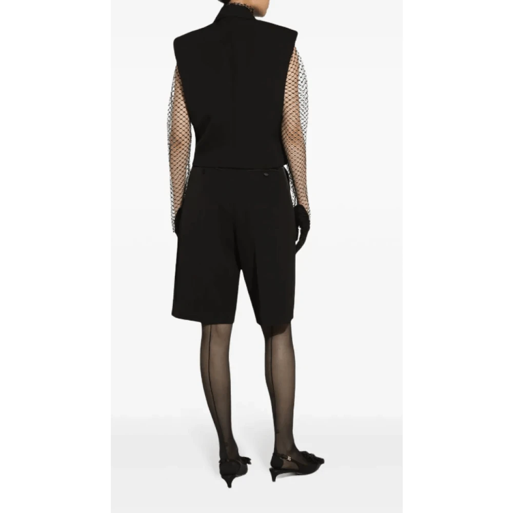 Dolce & Gabbana Zwarte Mesh Blouse Hoge Hals Lange Mouwen Black Dames