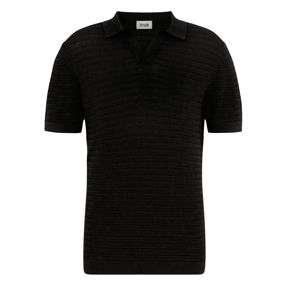 Drykorn Men's Black Polo Shirts, M, Braian 10 Knit Polo