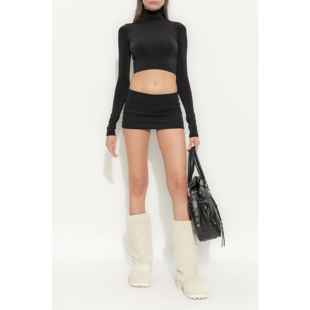 Balenciaga Cropped Turtleneck Top Black Dames
