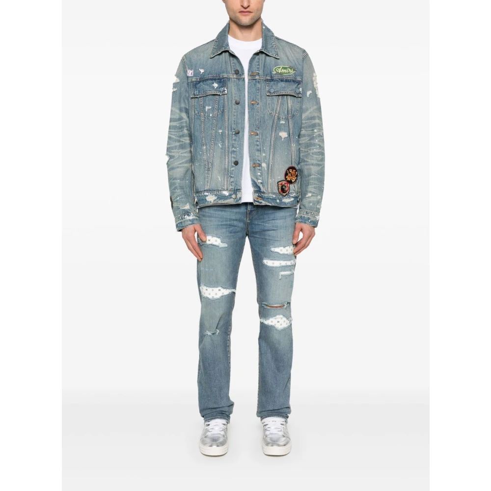 Amiri Blauw Denim Jack met Vintage Pegasus Blue Heren