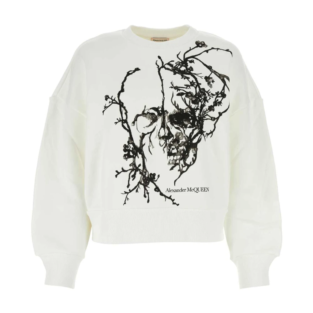 Alexander Mcqueen Women's White Cotton Sweatshirt In - Sweatshirts - 2XS - Sweatshirts & Hoodies