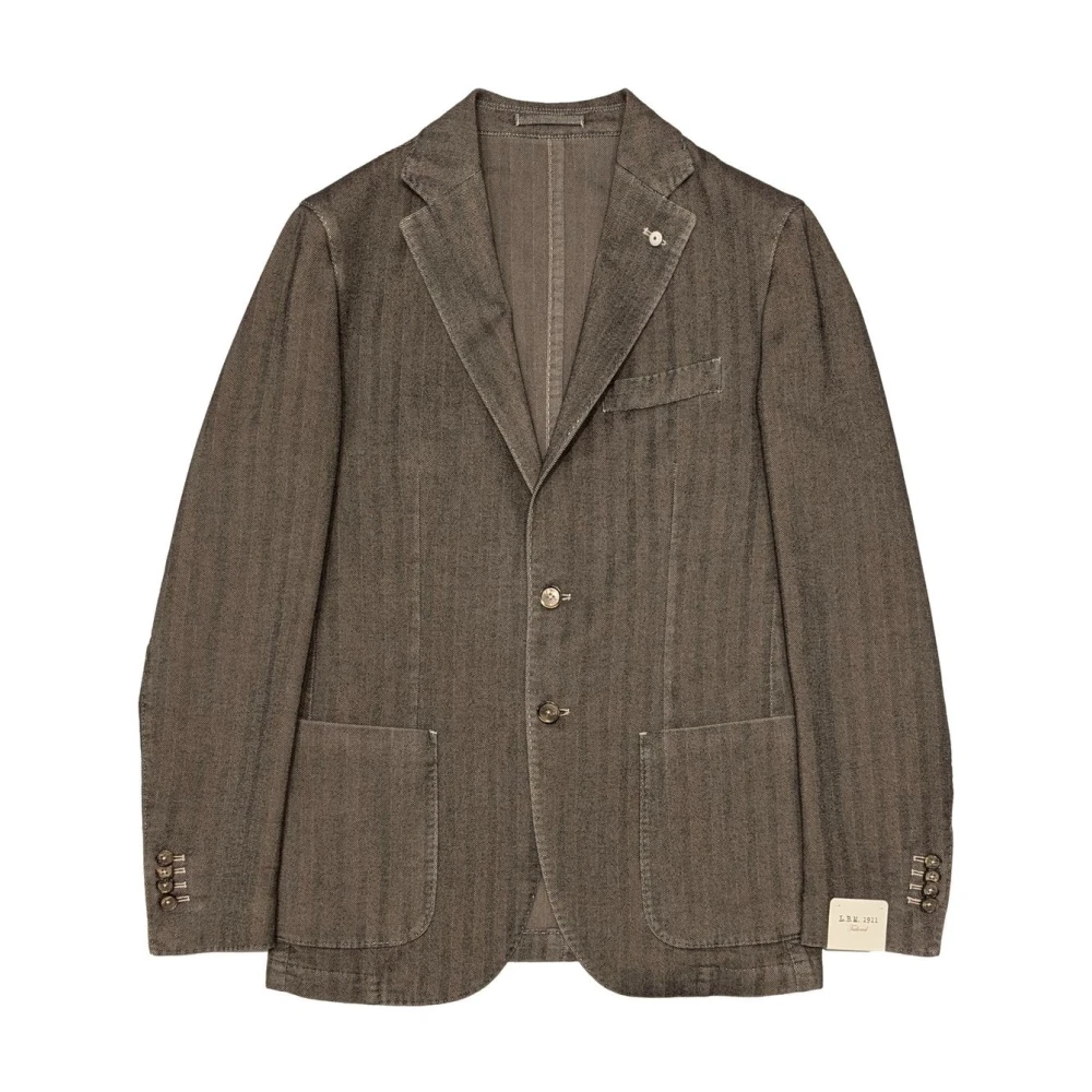 L.b.m. 1911 Men's Brown Blazers, M, Timeless Elegance In Alpaca Check