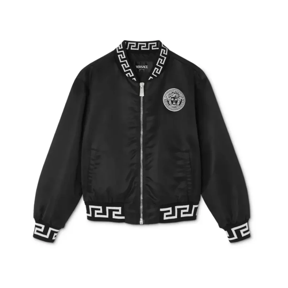 Versace Barn Broderad Blouson Jacka Svart Vit Black, Pojke