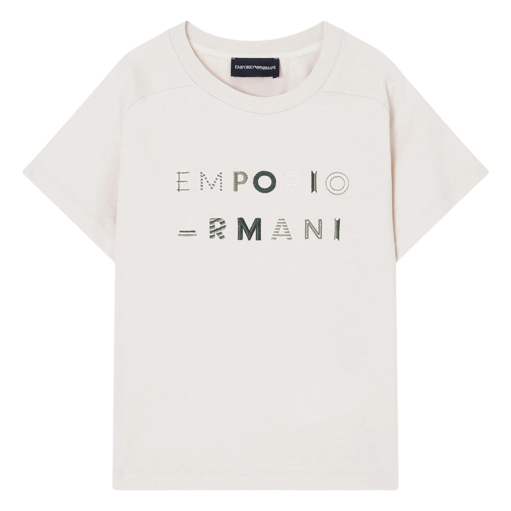 Emporio Armani Boys Beige Logo T-Shirt - Kids Short Sleeve T-Shirts - 5 Y - Kids