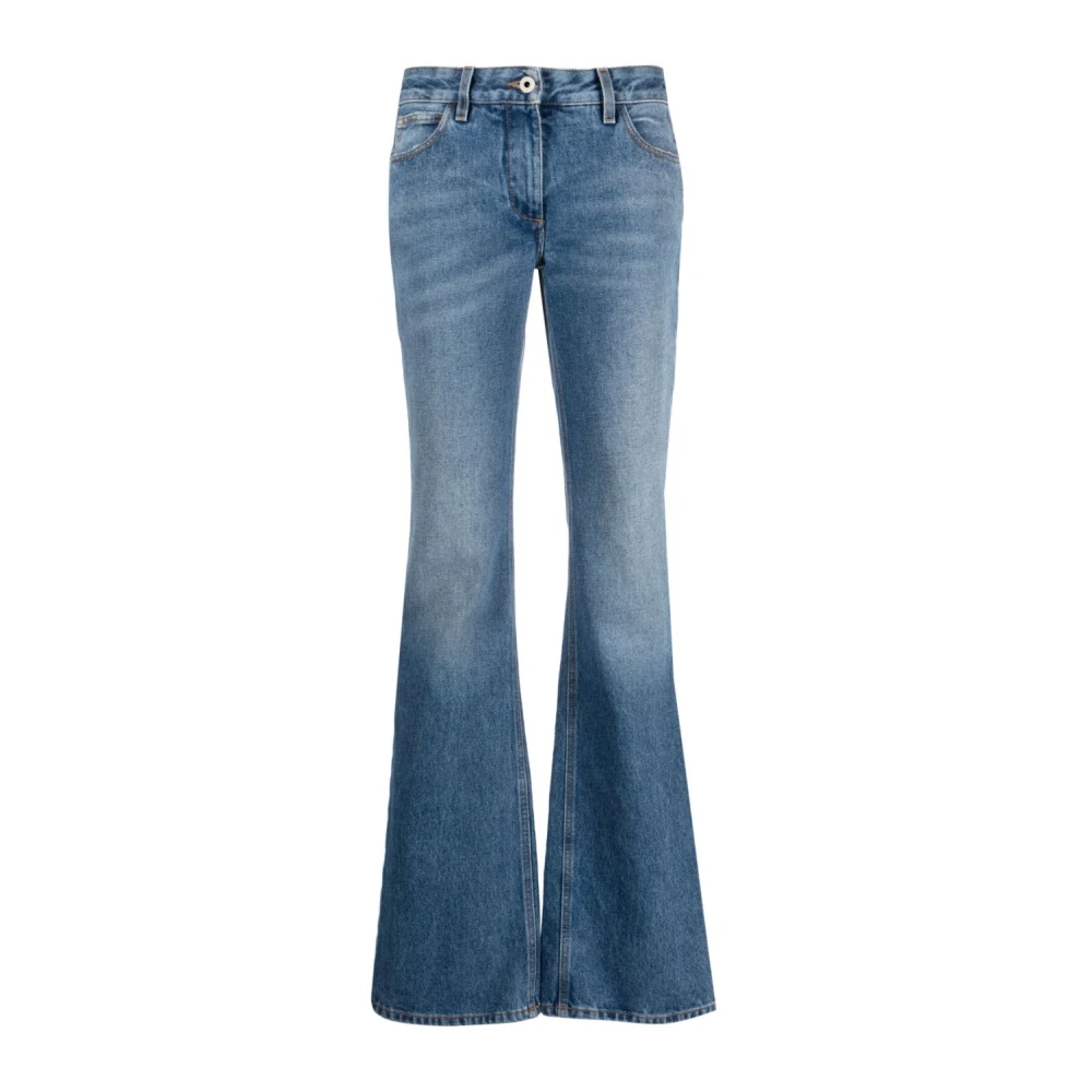 Off White Slim-Fit Flare Jeans in Vervaagd Blauw Denim Blue Dames