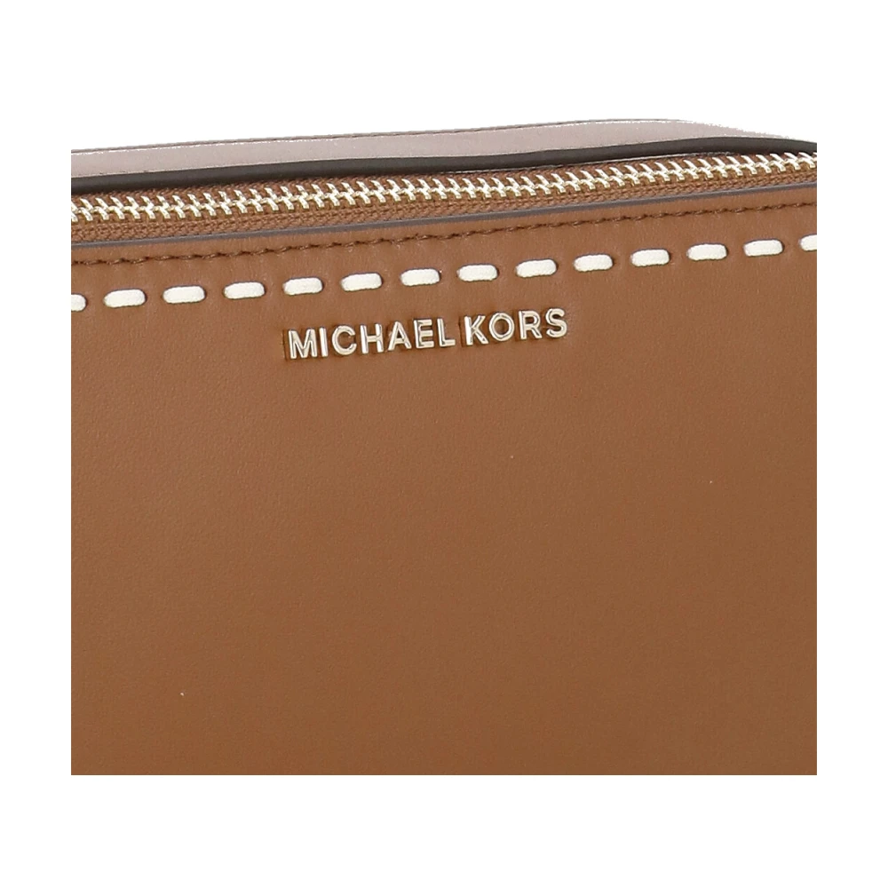 Michael Kors Bruine leren schoudertas met ritssluitingen Brown Dames
