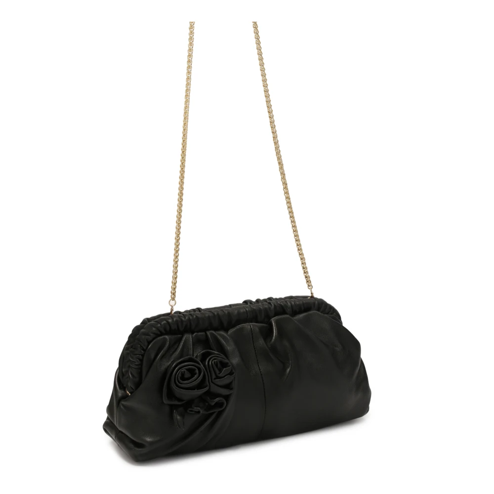 Kazar Zwarte clutch tas met 3D rozen Black Dames