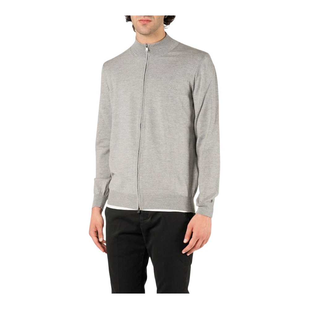 Boss Men's Gray Cardigans, 3XL, Zip Cardigan Jumper