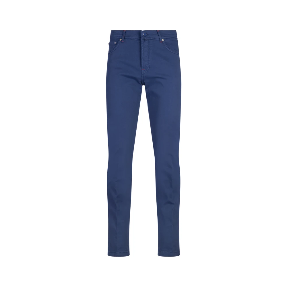 Kiton Blauwe Katoen Elastaan Gevoerde Broek Blue Heren