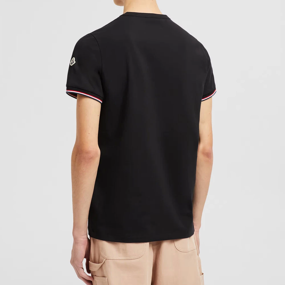 Moncler T-shirt met tricolour afwerking Zwart Black Heren