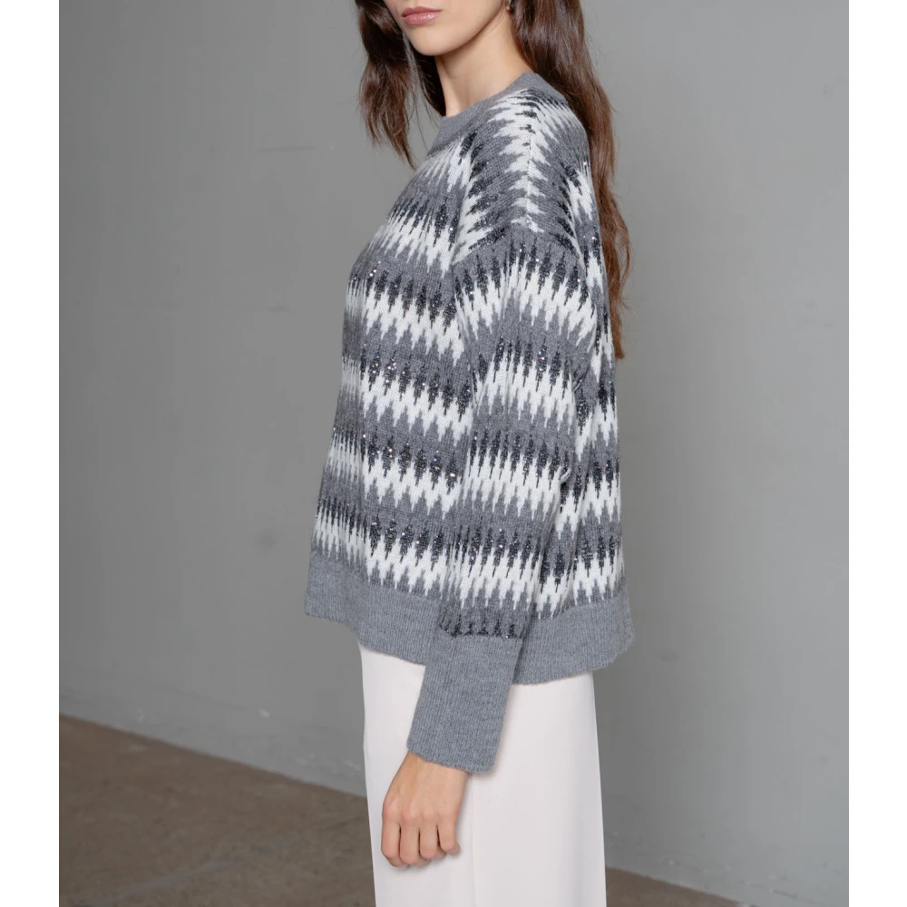 Kaos Jacquard Stijl Trui Gray Dames