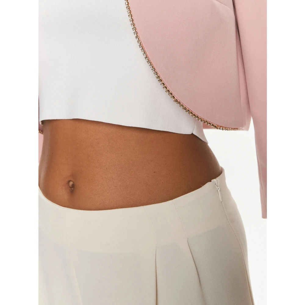 Liu Jo Roze Cropped Blazer met Zirkoon Details Pink Dames