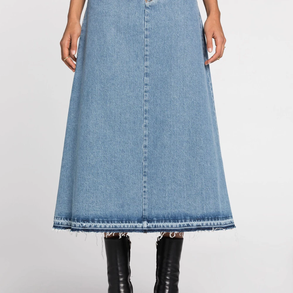 Roberto Cavalli Distressed Denim Rok met Spiegelslang Patch Blue Dames