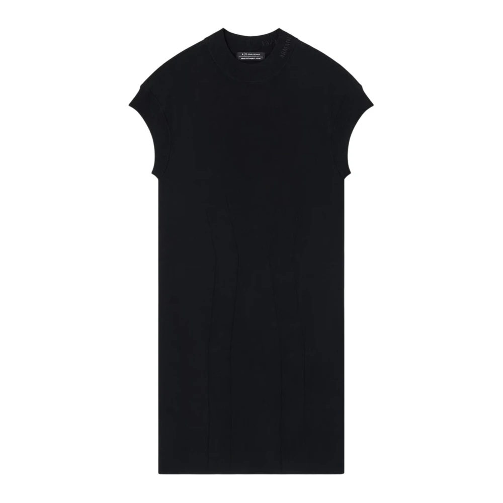 Armani Exchange Donna Nero Abito Manica Corta Attillato