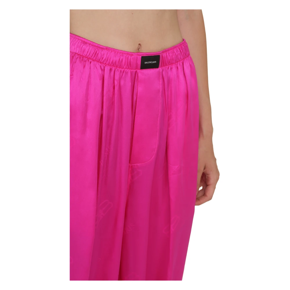 Balenciaga Zijden Gekreukte Pyjamabroek Pink Dames