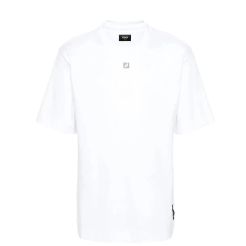 Fendi Katoenen Jersey Crew Neck T-shirt White Heren