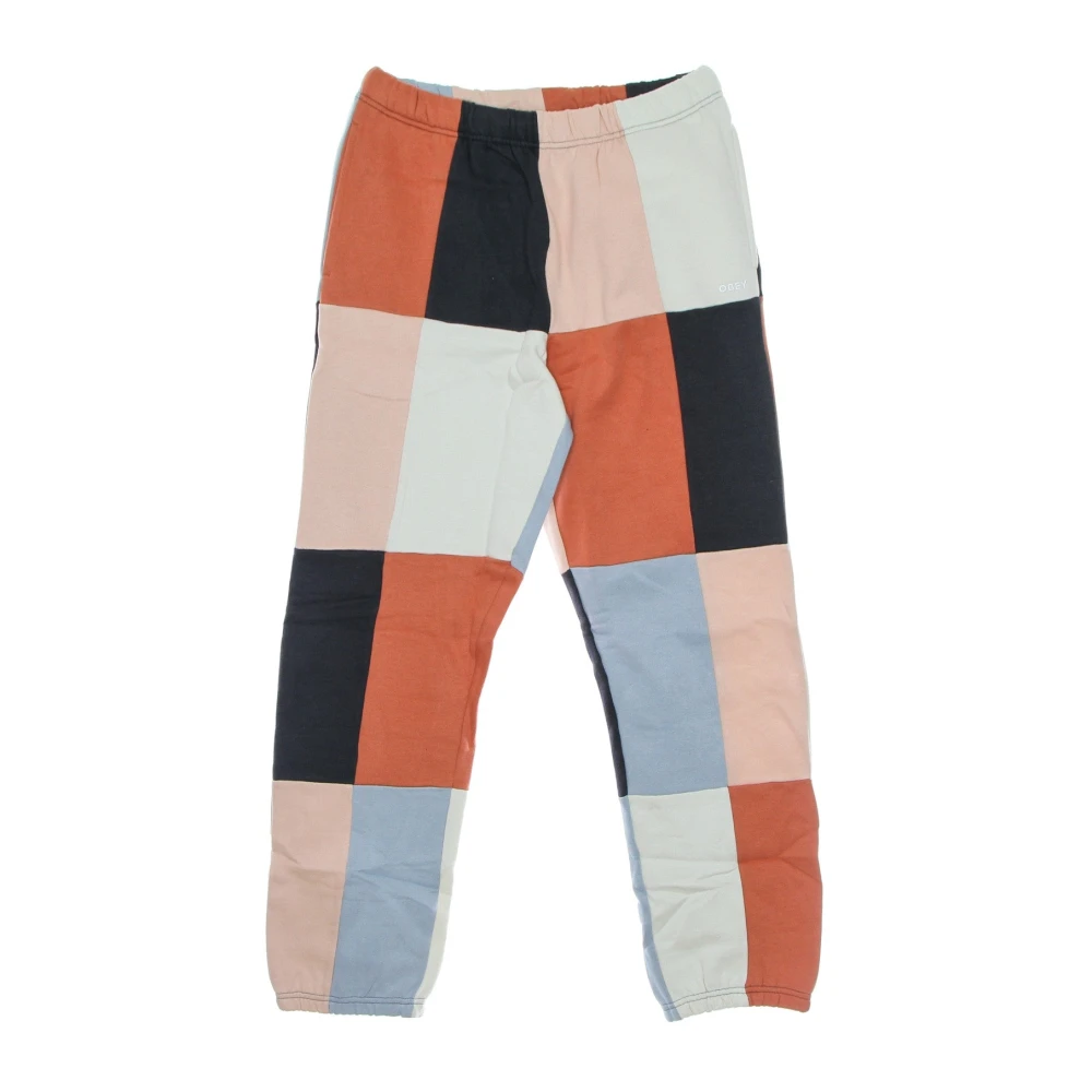 Obey Multicolor Fleece Tracksuit Trousers Block Design - Female - Sweatpants - M - Trousers