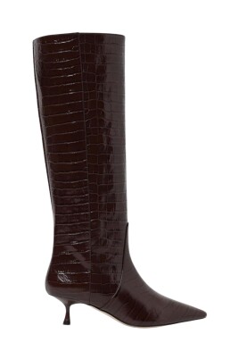 bottes-marron-a-talon-bas-en-cuir-gaufre-croco