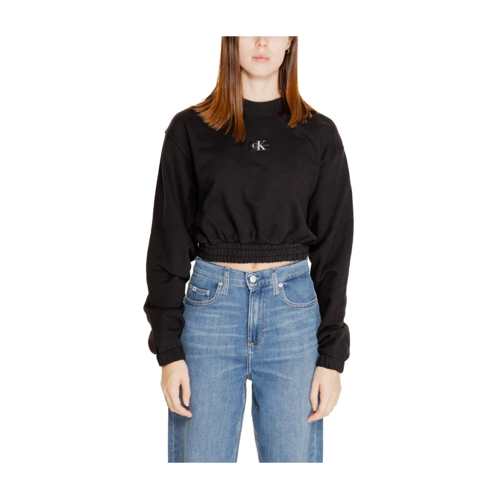 Calvin Klein Jeans Zwarte Katoenen Trui Vrouwen Herfst Winter Collectie Black Dames