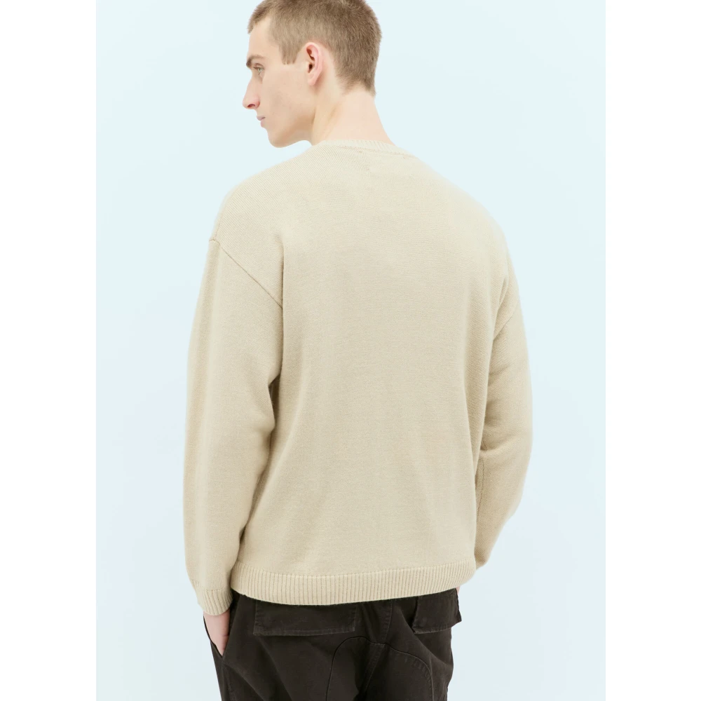 Brain Dead Grafische Print Gebreide Trui Beige Heren