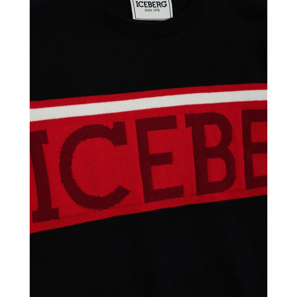 Iceberg Kids -Black long-sleeved crew-neck sweater Black Heren